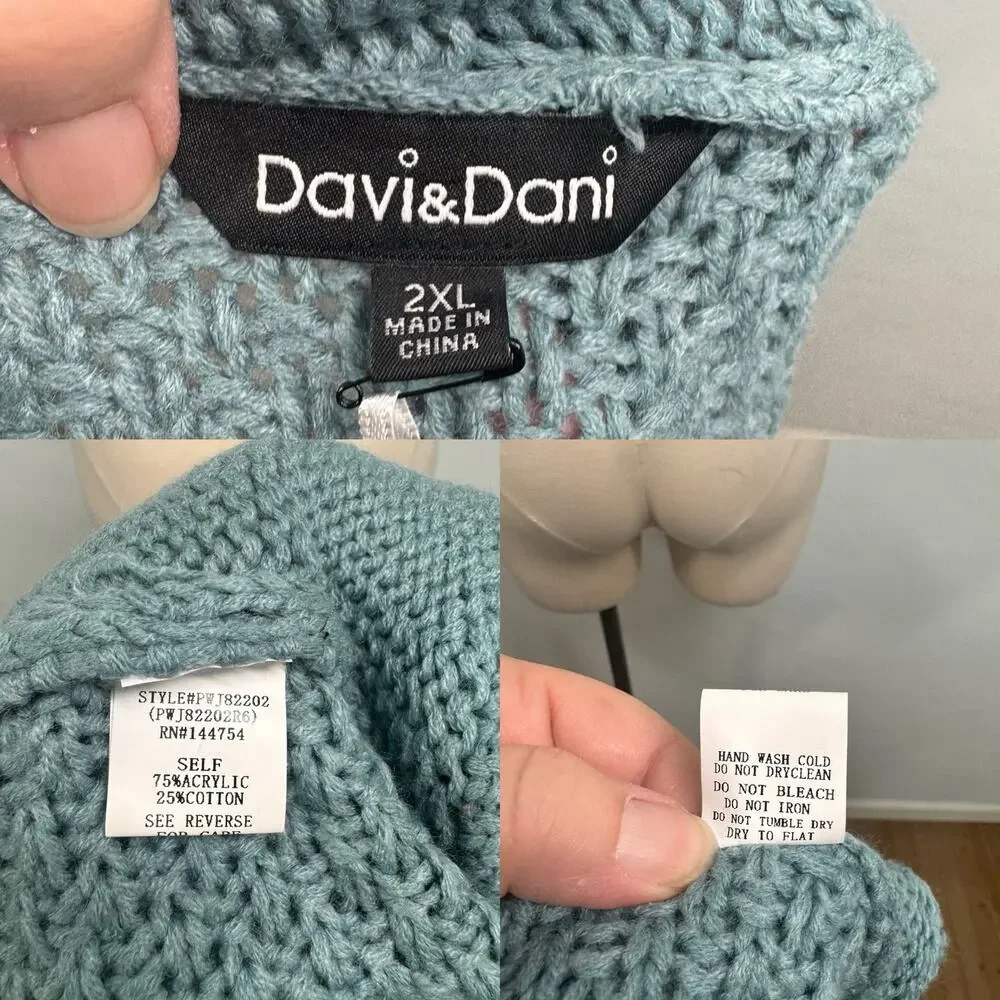 NWT Davi & Dani Dolman Sleeve Knit Pattern Cardigan Boxy Slouchy Boho Size 2XL